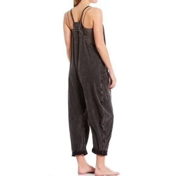 New Free People Hot Shot Onesie Jumpsuit Washed Black Size XS Romper - Picture 5 of 9